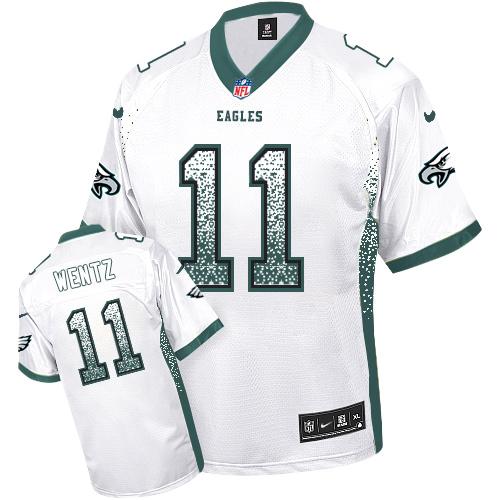 Nike Eagles #11 Carson Wentz White Men's Stitched NFL Elite Drift Fashion Jersey - Click Image to Close